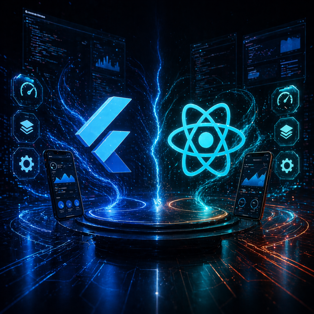 Flutter vs React Native in 2025 cross-platform app development performance optimization illustration