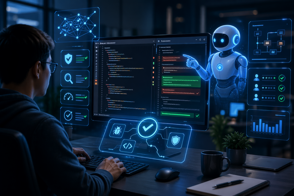 AI-Powered Code Review Systems in 2025 analyzing software code using artificial intelligence for automated quality and security checks