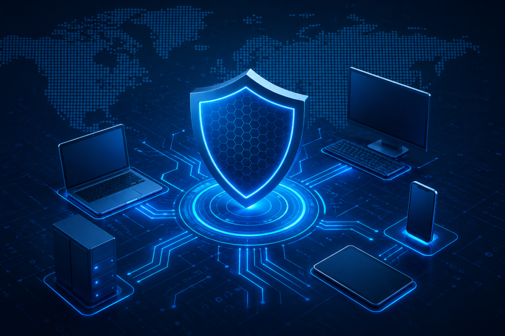 Endpoint Detection and Response (EDR) in 2025 dashboard showing real-time cybersecurity threat monitoring and automated response system in modern enterprise network security