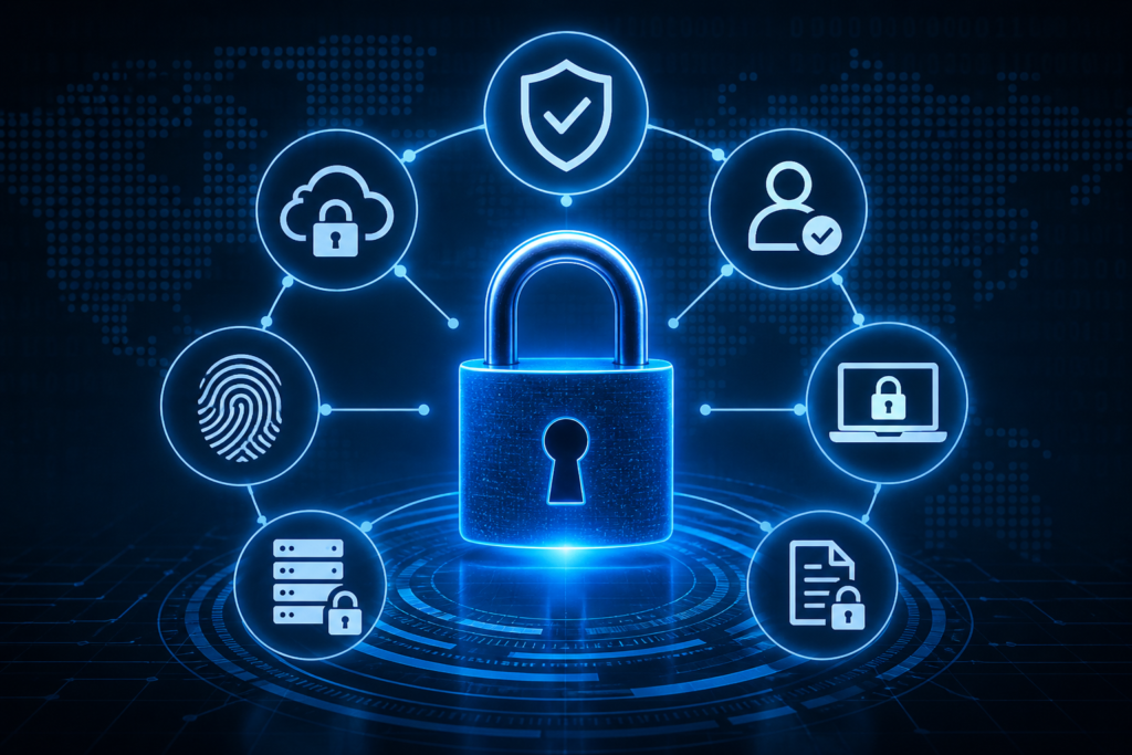 Privileged Access Management in 2025 cybersecurity concept showing secure access control, encryption, and enterprise identity protection system