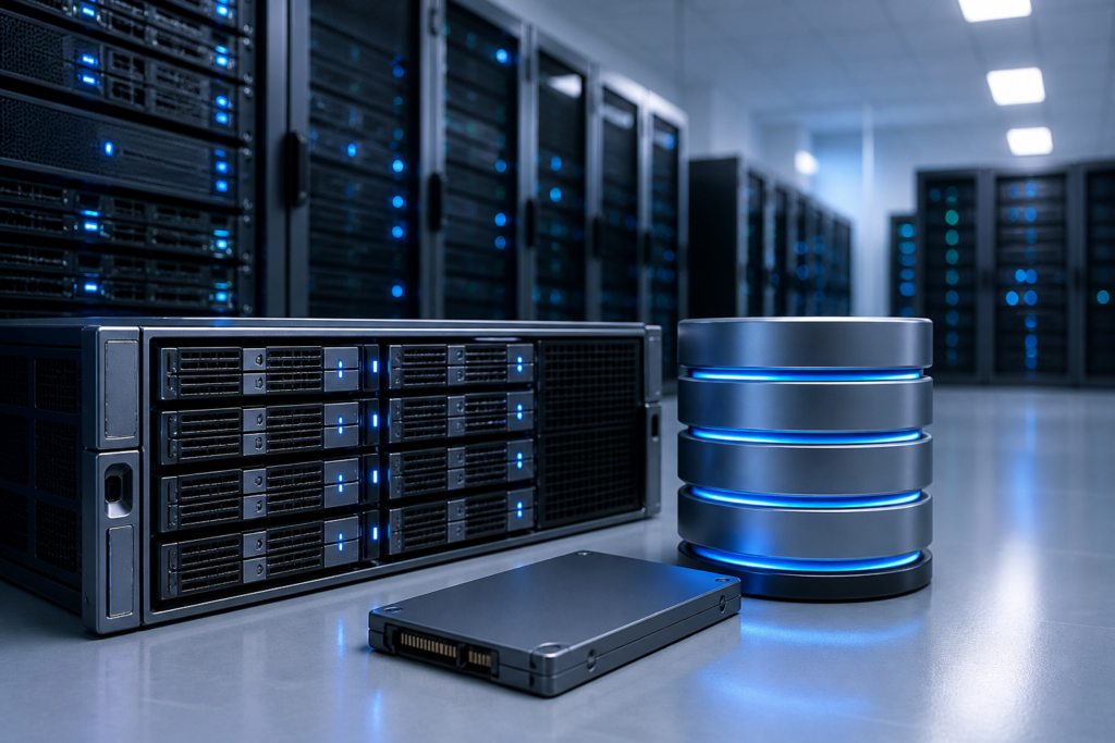 Enterprise Storage Optimization architecture showing high availability cloud infrastructure with distributed data centers and optimized storage systems