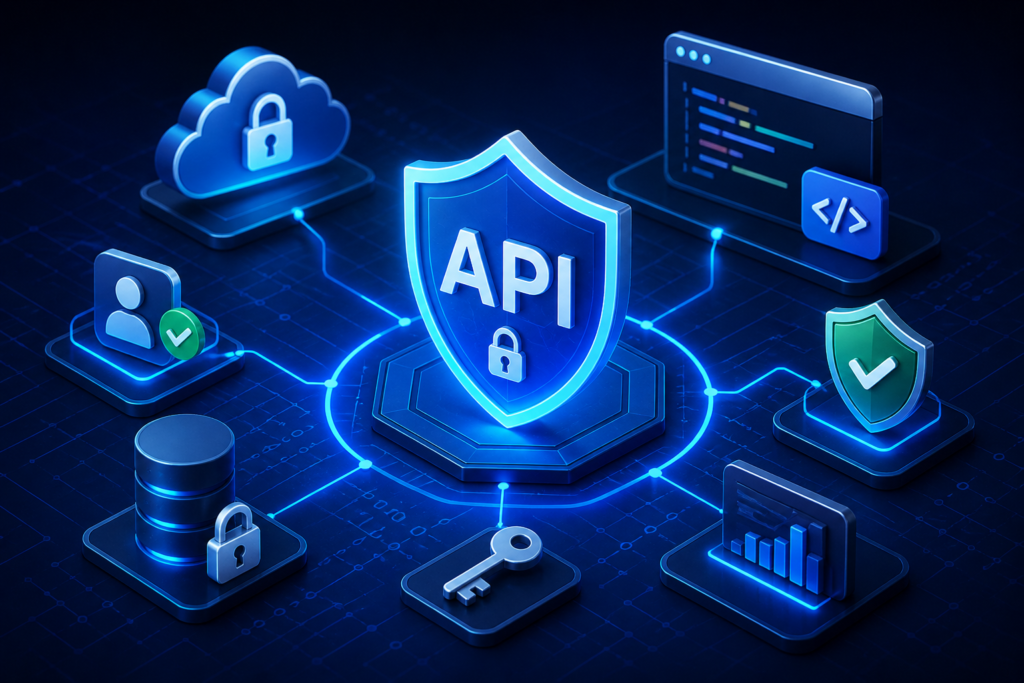 API security best practices for secure application development with authentication, API gateway protection, encryption, and threat monitoring